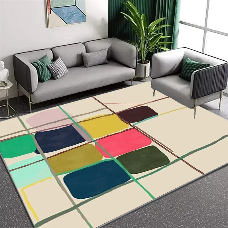Vintage Abstract Bedroom Area Rug Colorful Striped Non-Slip Carpet Living Room Floor Mat Kitchen Barhroom Entryway Doormat Decor