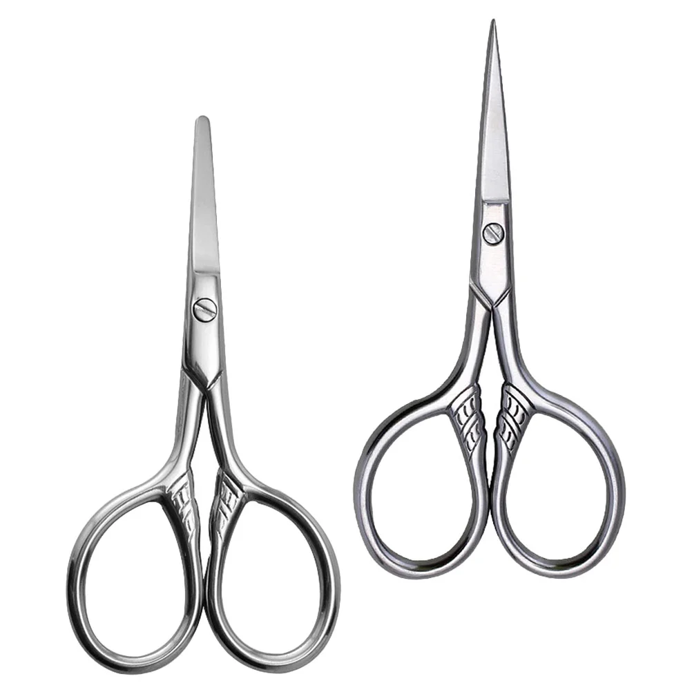 2 Pcs Dedicated Men's Eyebrow Trimmer Women's Eyelash Scissors Nose Hair Stainless Steel Trimming Tool