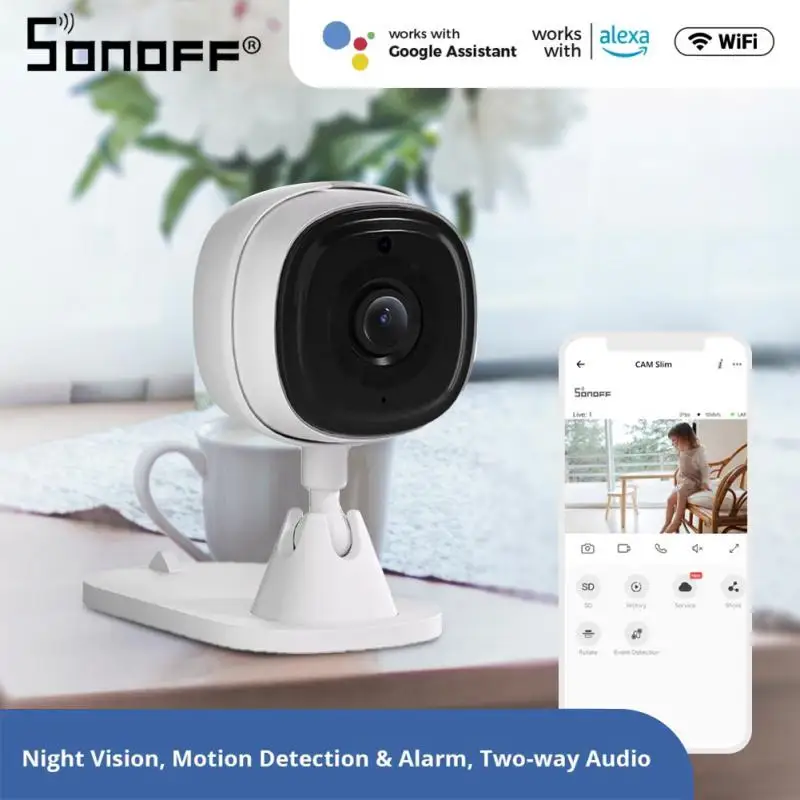 SONOFF CAM Slim WiFi Smart Home Security Camera 1080P HD Motion Alarm Two-Way Audio Scene Linkage For Alexa Google Assistant