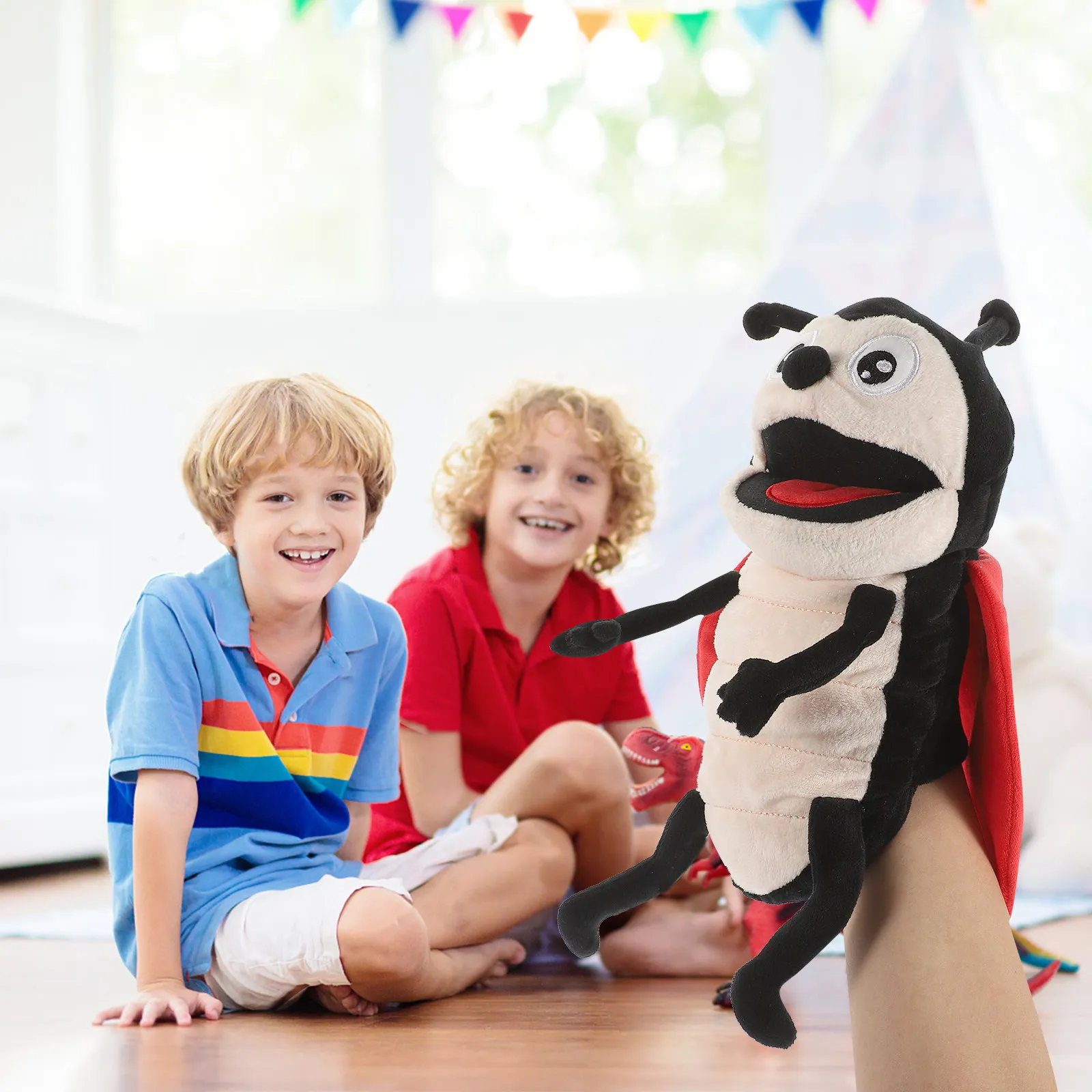 Kids Ladybug Hand Puppet Interactive Storytelling Prop Adorable Cartoon Design Movable Mouth Vivid Expression Early Educational