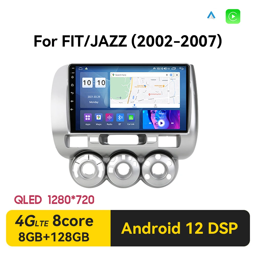 

Автомагнитола 2 DIN, Android 12, мультимедийный видеоплеер для Honda Fit Jazz City 2002-2007, GPS, 2 DIN, dvd, головное устройство Carplay