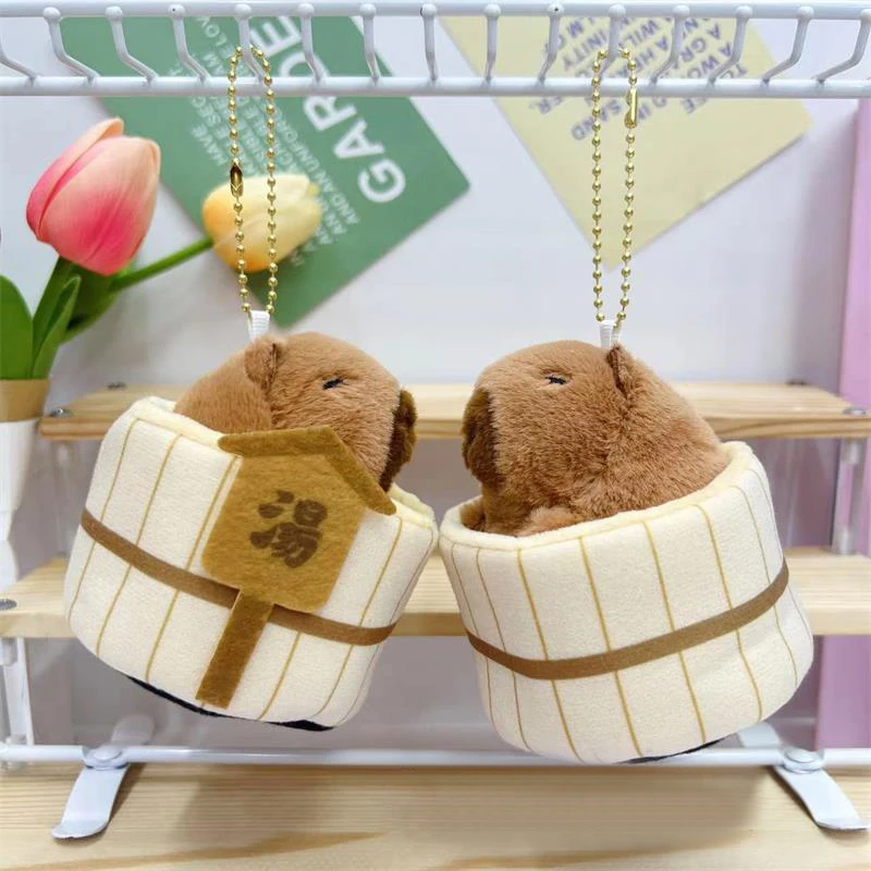 Cute Cartoon Hot Spring Capybara Plush Toy Doll Backpack Hanging Ornaments Keychain Bag Pendant Couple Accessories Birthday Gift