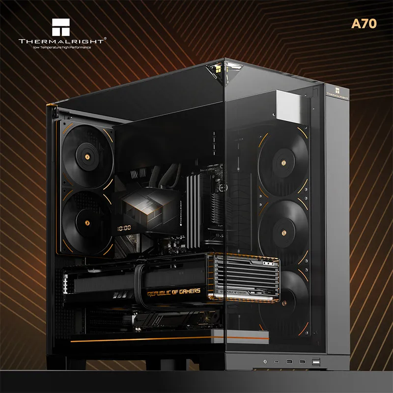 New Arrival Thermalright A70 Black ATX Full Tower Chassis Three-sided Panoramic Side Seaview Room Hidden Water Pipe Design