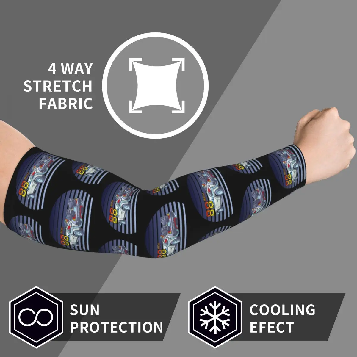 DeLorean Назад в будущее Рукава Мужчины Женщины Защита от солнца и ультрафиолета Татуировки Прикрытие Спорт Охлаждение Велоспорт