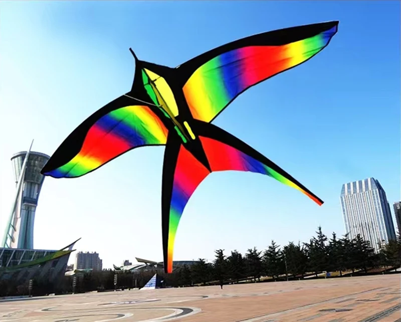 Großer Regenbogen-Vogel-Drachen für Kinder, Drachen, Nylon-Spielzeug, fliegender Drachen, Kinder-Drachenlinie, Kinder-Außen-Fliegen-Drachen, Schmetterlinge, fliegendes Luftgewehr