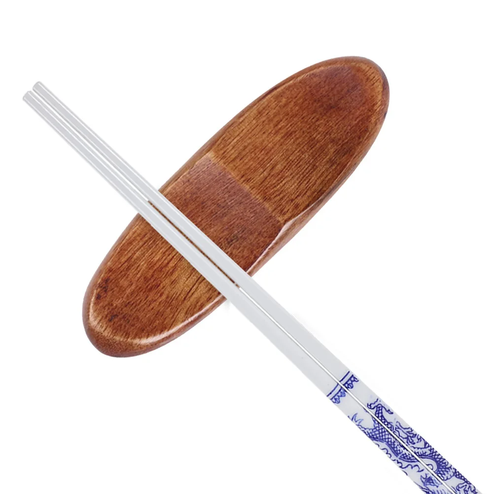 

6 pcs Japanese-Style Natural Wood Holder Dual Purpose Chopsticks Rest Spoon Fork Stand Rack Dining Table Decor Smooth Finish