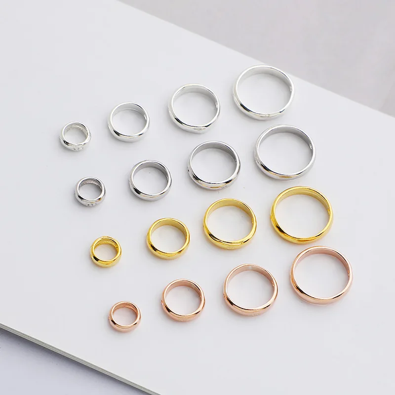 1pc/Lot 925 Sterling Silver 4 Colors Circle Beads Frame Spacer Fit4/6/8/10mm Bracelets Necklace Round Beads Covers DIY Jewelry