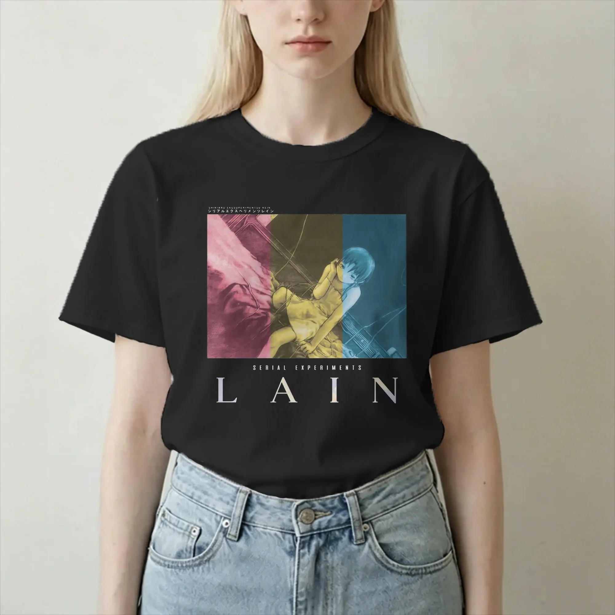 Serial Experiments Lain T Shirt for Men Women Cotton Hipster T-Shirt Crewneck 80s 90s Sci Fi Anime Tees Short Sleeve Tops Summer