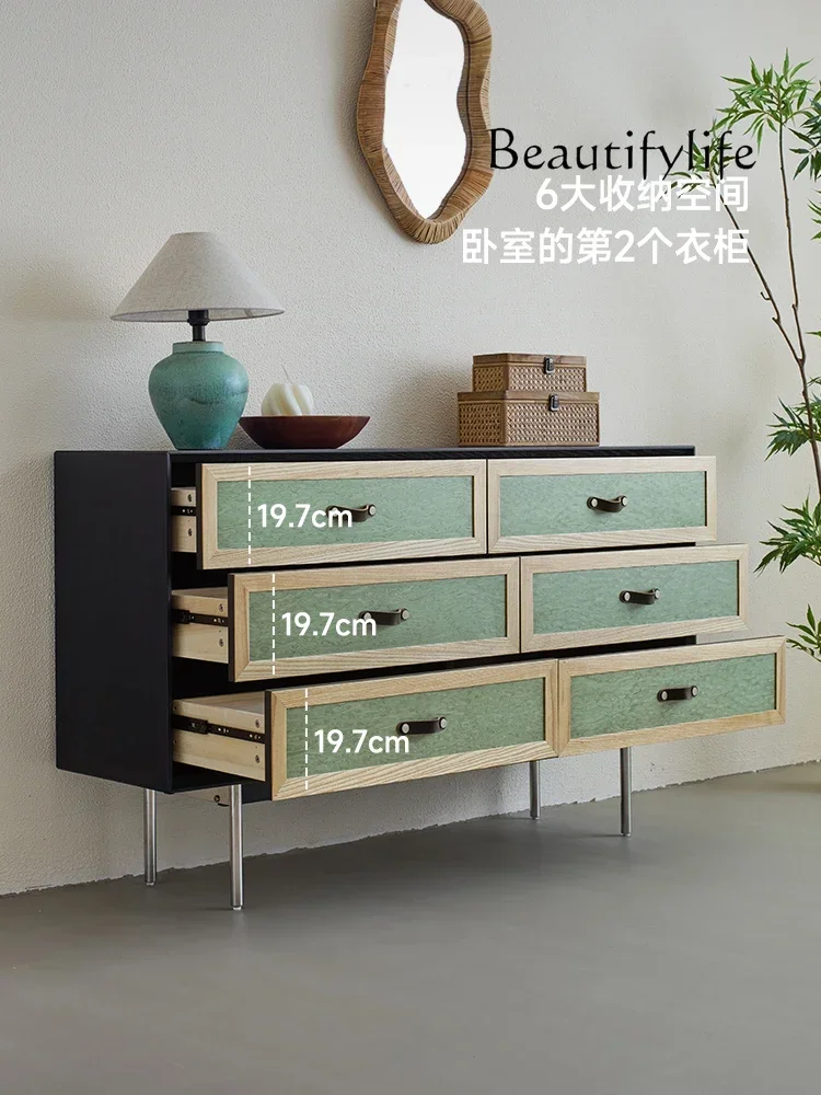 NN خشب الصندل الخفيف متوسط الطراز القديم خزانة جانبية من الخشب الصلب لغرفة النوم بجانب السرير وخزانة مدخل غرفة المعيشة #3