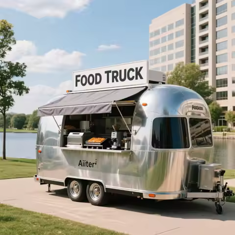 Convenient Mobile Food Trailer Food Truck Stainless Steel Food Caravan with Kitchen for Sale
