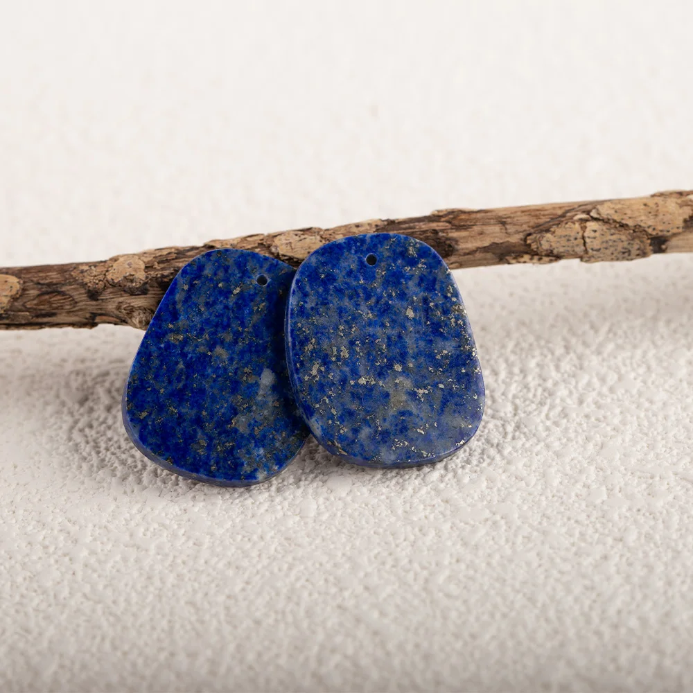 New Collection Natural Stone oval Lapis Lazuli Earrings Beads For Women Fashion Jewelry Accessories 25x21x2mm 7.7g