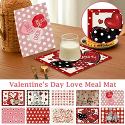 Heart Valentine's Day Table Runner Anniversary Wedding Kitchen Dining Table Mats Home Party Decor Tablecloth Love Print Placemat