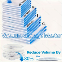 2/3/7 Pcs Vacuum Storage Bags for Clothes/Duvets, Heavy Duty with Hand Pump, Space Saver, Airtight, Reusable, Travel, Packing Cu
