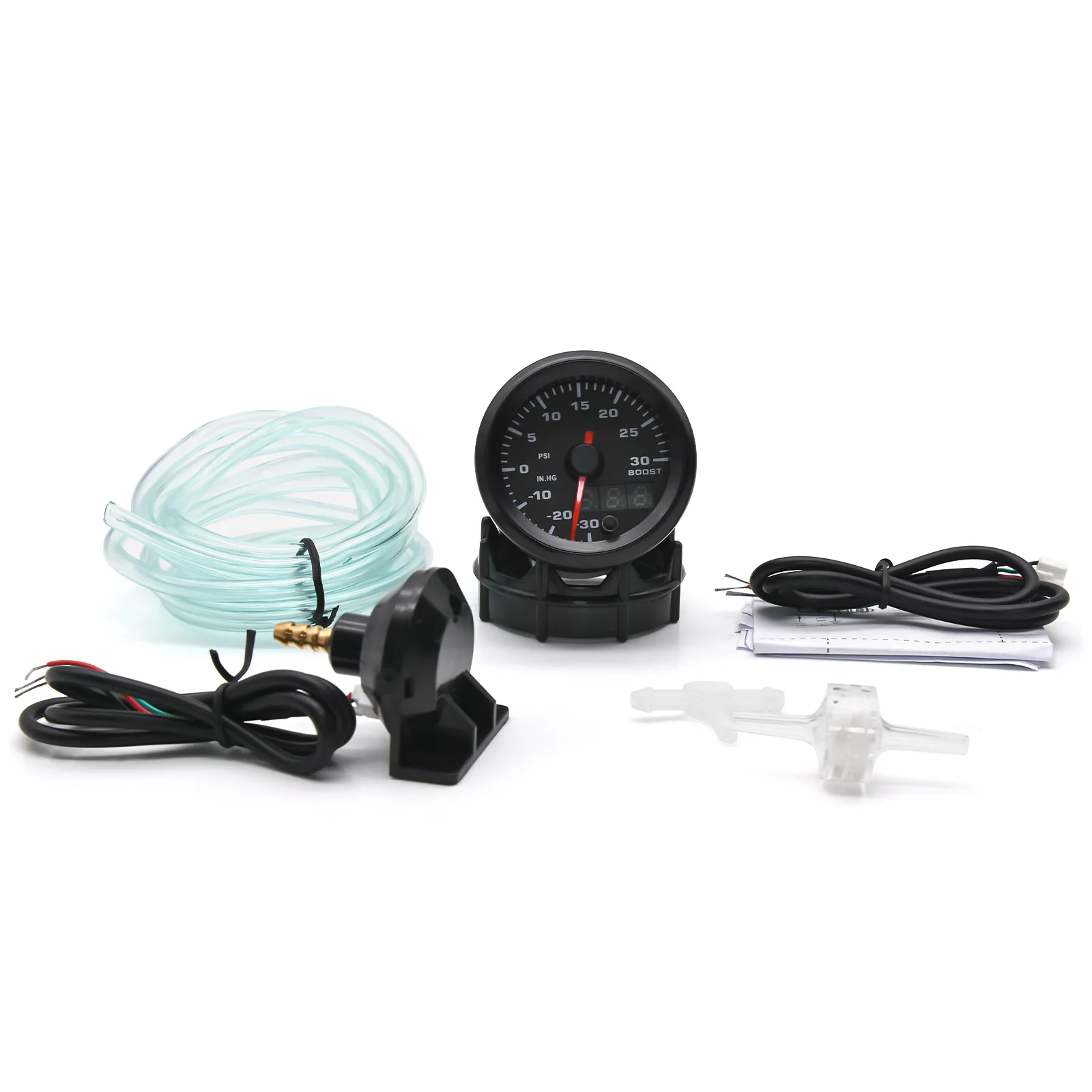 AD 52mm Boost Gauge 7 Colors LED Dual Display Water Temp Oil Temp Oil Pressure Voltmeter Air Fuel Ratio EGT Tachometer Car Gauge