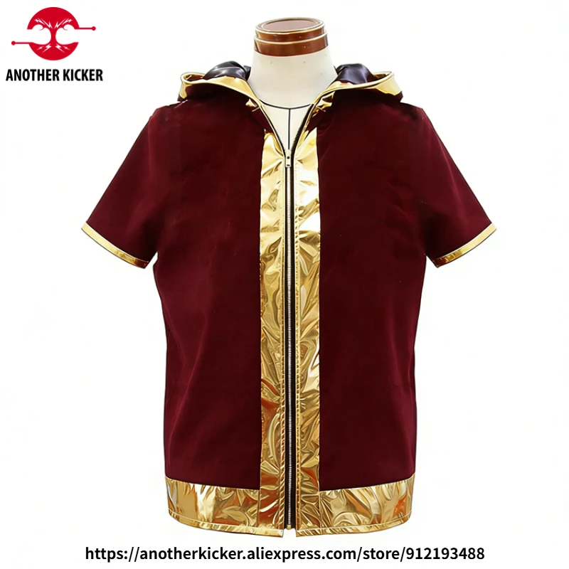 Boxing Fight Robe Hooded Short Sleeve Boxing Gown Training Sparring Competition MMA Muay Thai Kickboxing Jacket Men Women Kids