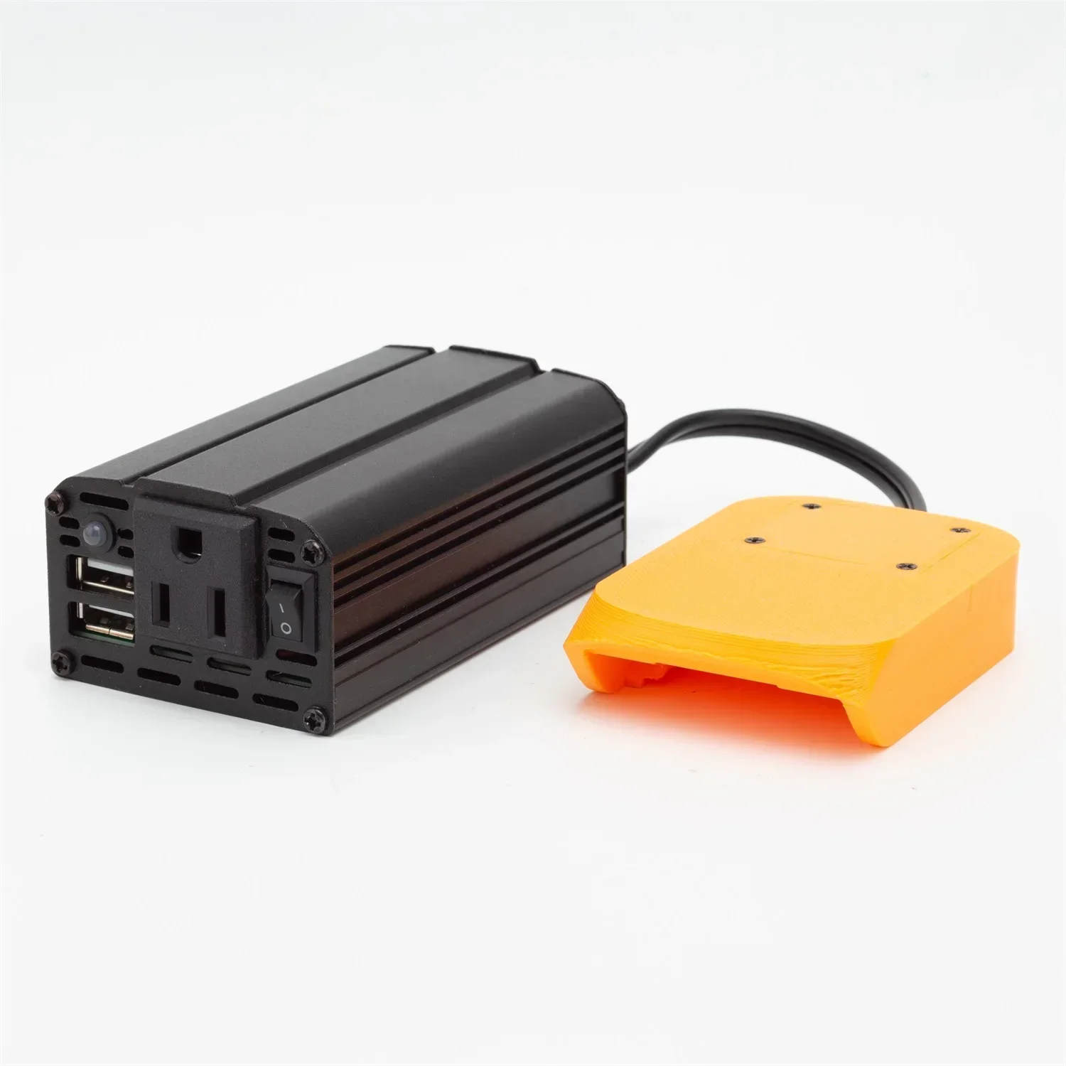 Power Inverter Outlet Adapter Compatible with for DeWalt 18V  200W DC to 120V AC with Dual USB Powered Compact Cordless Inverter