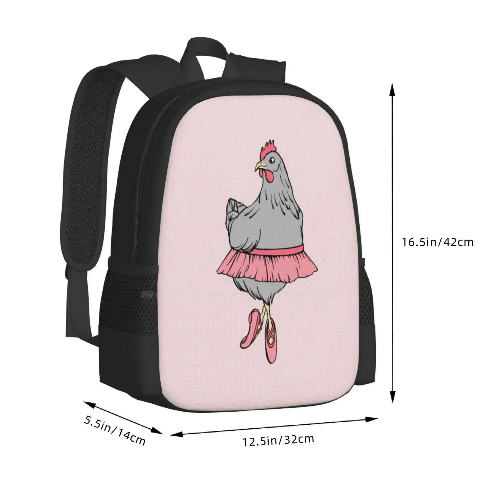 Ballerine jetable! Sac à dos jetable pour ordinateur portable de voyage, sac d'école, ballerine de poule, conception de modèle de mode