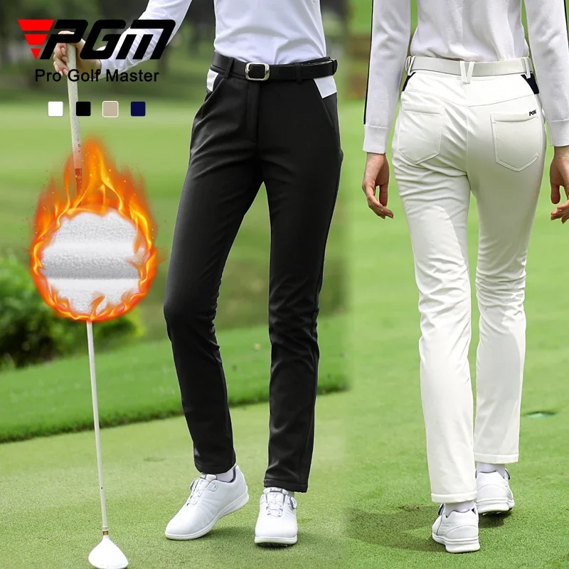 Pgm novas calças de golfe femininas de pelúcia inverno calças compridas senhoras engrossadas calças esportivas finas à prova dwaterproof água moletom XS-XL