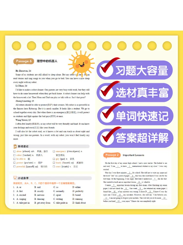Book-Winshare Junior High School English Intensive Training Vocabulary Grammar Reading Cloze Test 2000 Questions Set Of 4 Books