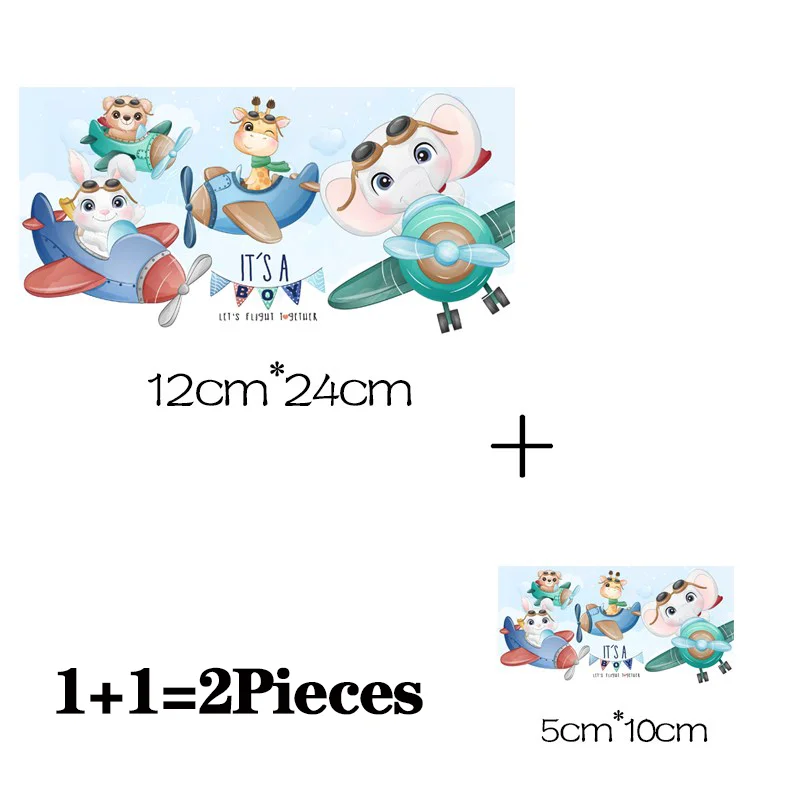 2Pcs/Lot Iron On Ironing Application Thermo Adhesive Patches Animal Cute Thermal Transfer Stickers For Children\'s Clothes Kids