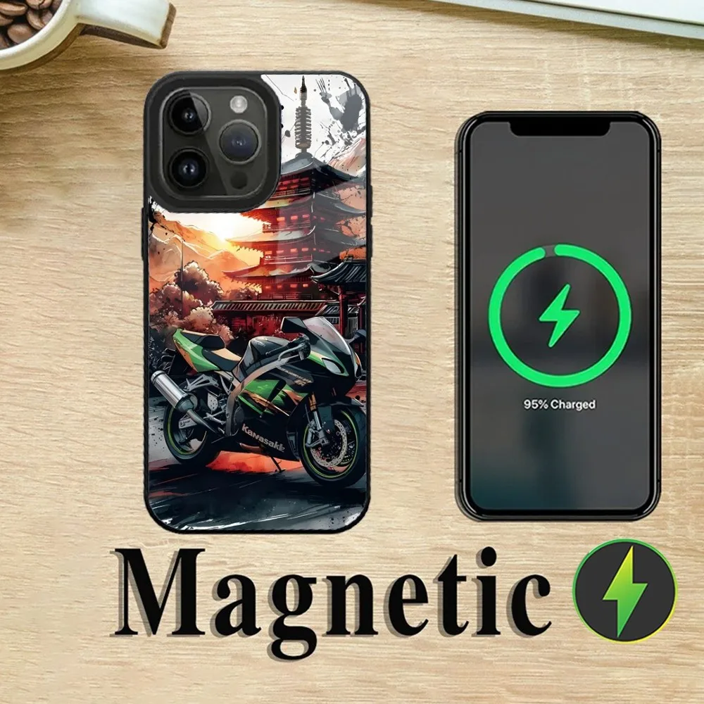 Cool Motorcycle H2R Phone Case For iPhone 16,15,14,13,12,11,Plus,Pro,Max Mini K-Kawasakies-S Magsafe Magnetic Wireless Charging