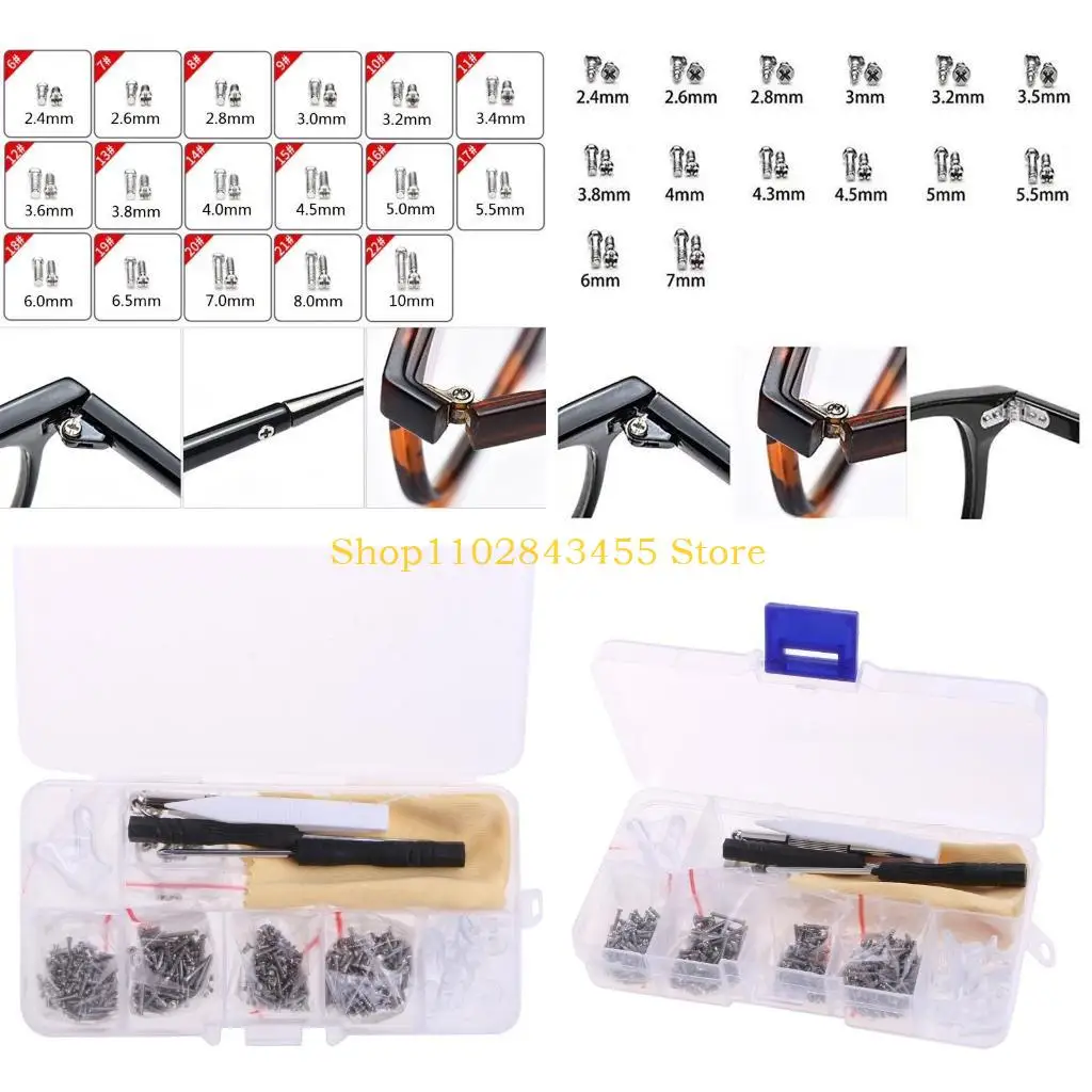 49MC Upgrade Version Eyeglass Rep Kit Tiny Screws,Nose Pads,Hand Tools for Watch Clock Spectacle Eyewear Sunglass Rep