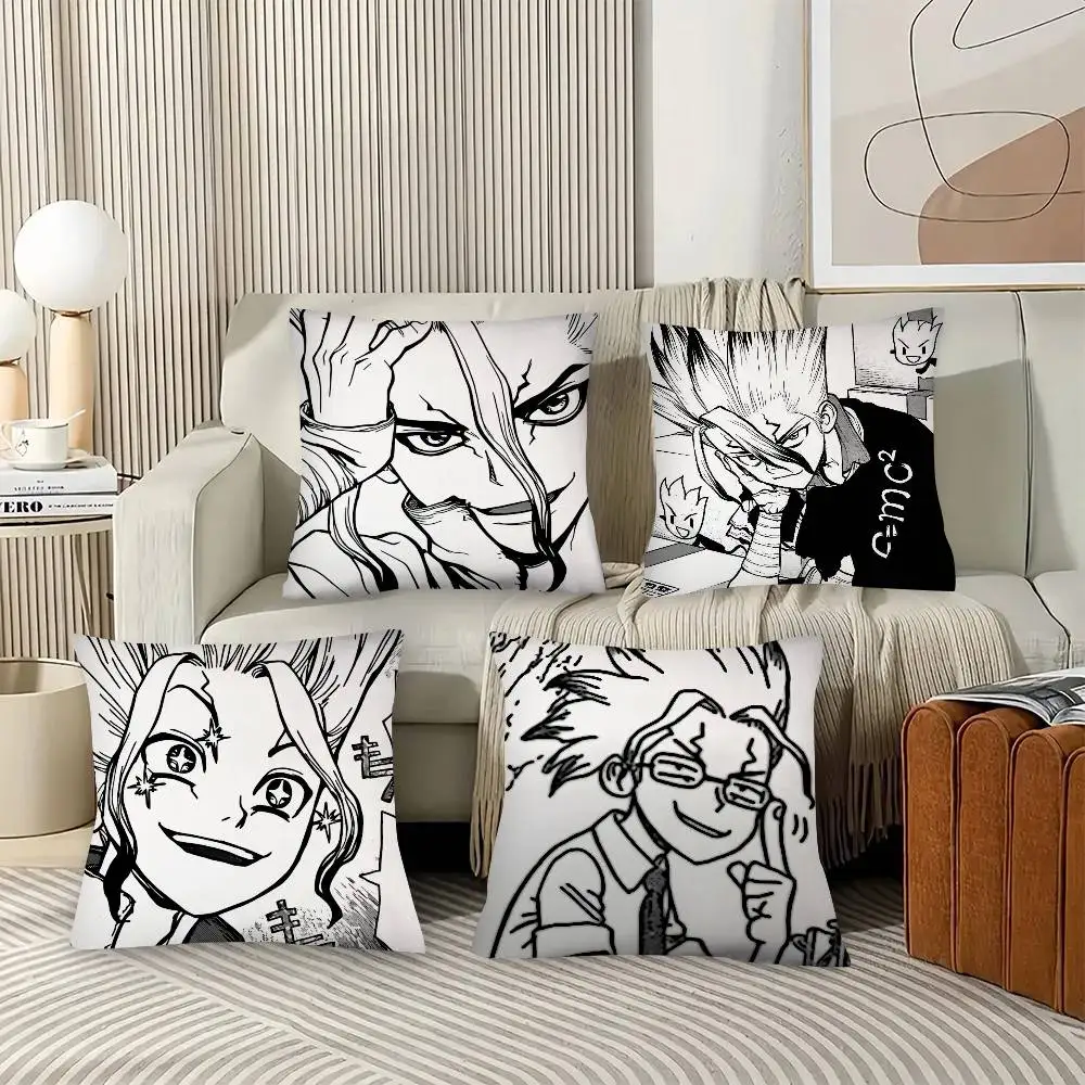 Anime Dr. Stone 4 Senku Ishigami Pillow Case Fashion Square Pillowcase Bedroom Sofa Room Ins Decoration Leisure