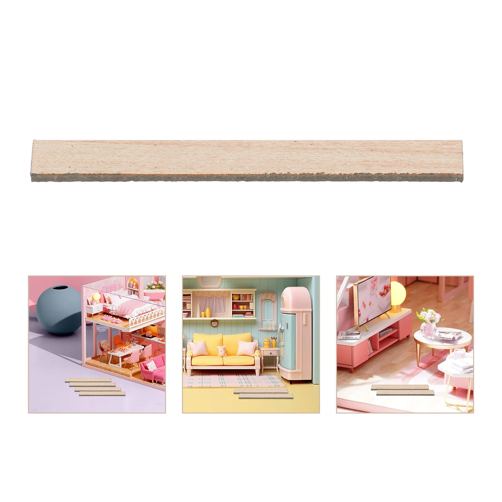 

40Pcs Miniature Dollhouse Peel and Stick Wood Grain Flooring Self Adhesive Floorboards 2.4x0.3 DIY Tiles for 1:12 Scale Houses