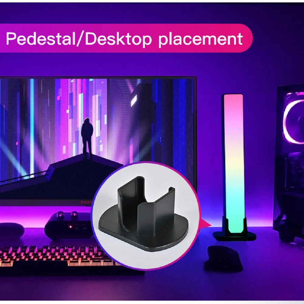 FTOYIN WIFI Music Light Bar Bluetooth RGB Desk Atmosphere Lamp 2pack Game TV Wall Computer Decoration Music Rhythm Night Light