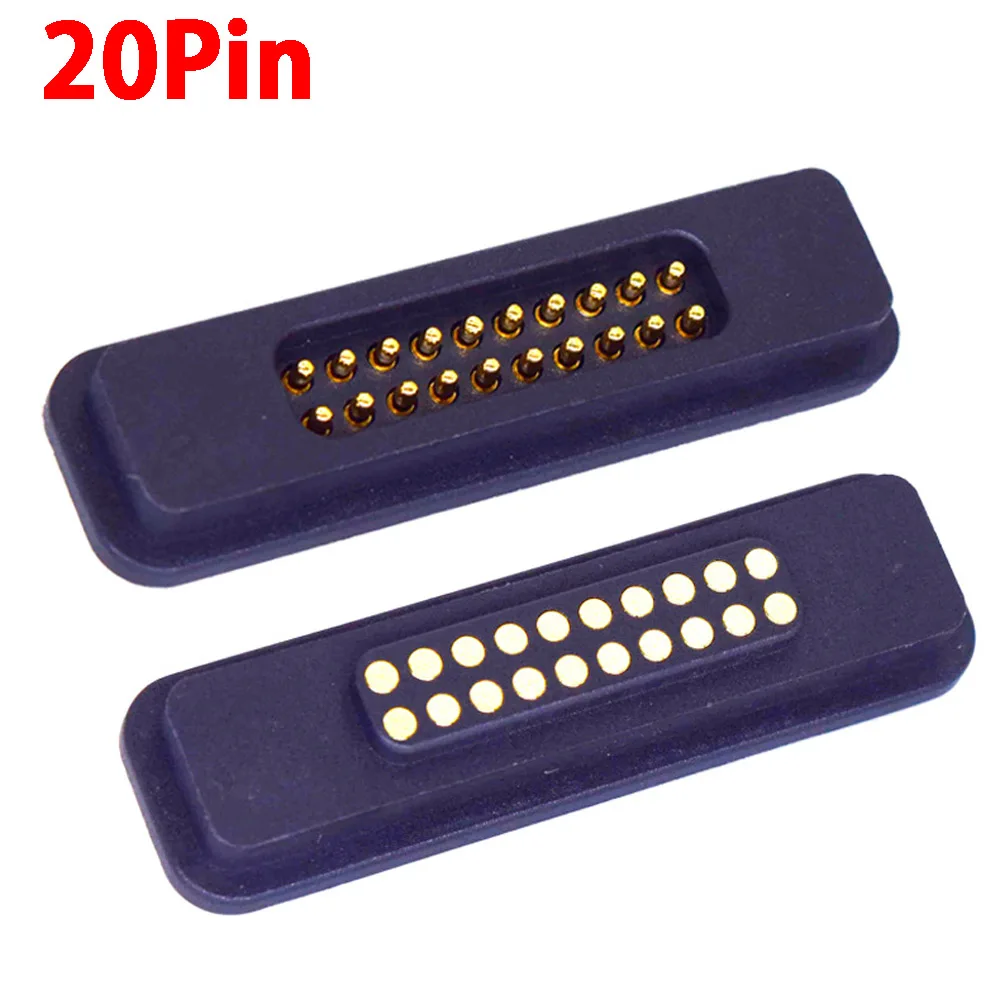 1 paio 2A impermeabile 20 Pin DC connettore magnetico Pogo Pin 20 poli maschio femmina 2.2mm grande corrente carico a molla presa di alimentazione cc