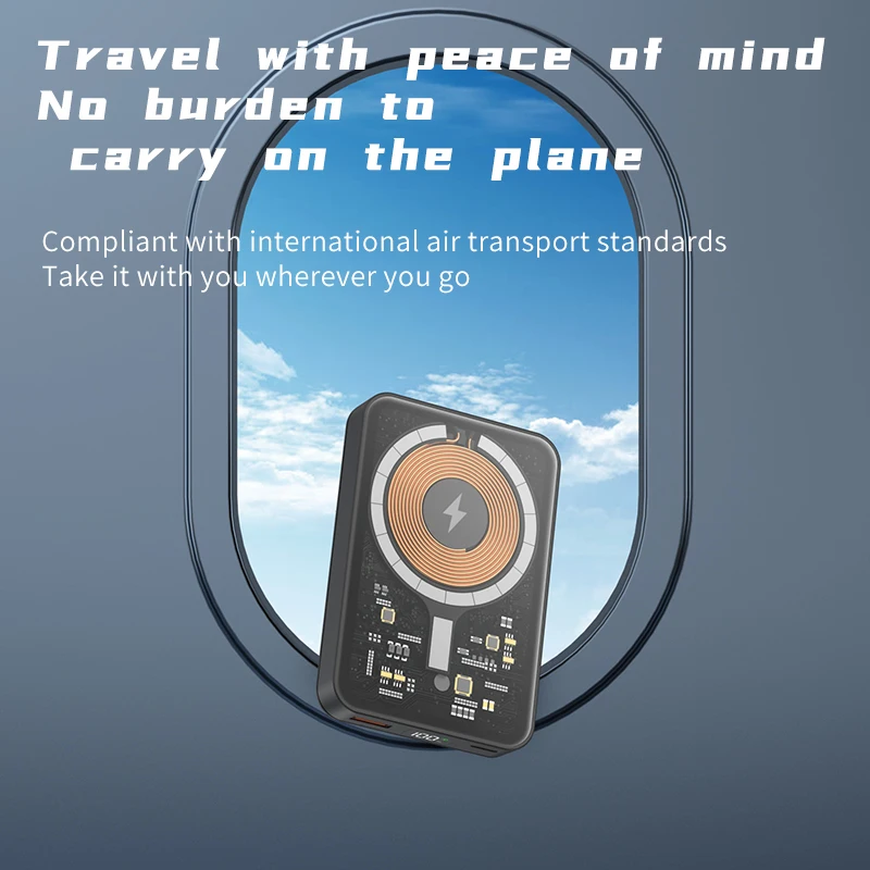 PD 22.5W Magnetic Power Bank 10000mAh 15W Transparent Wireless Charger For iPhone 13 12 11 pro max xs Charging Power Bank