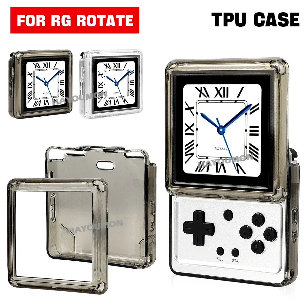 For ANBERNIC RG Rotate Console Transparent Soft Silicone Protective Case Clear Black TPU Protective Case Gaming Accessories