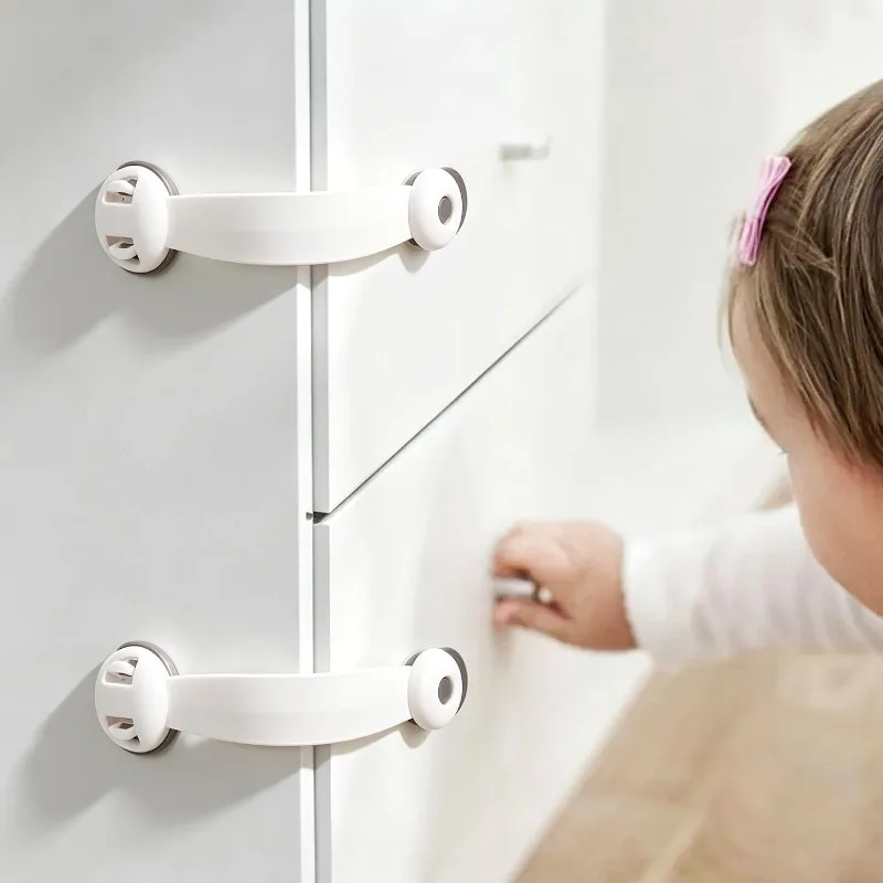 3/5/10 Stück Kindersichere Baby-Sicherheitsschlösser für Schränke & Schubladen Selbstklebende Toiletten-Schrank-Schlösser Kindersicherheits-Schutzriegel – Detail 3