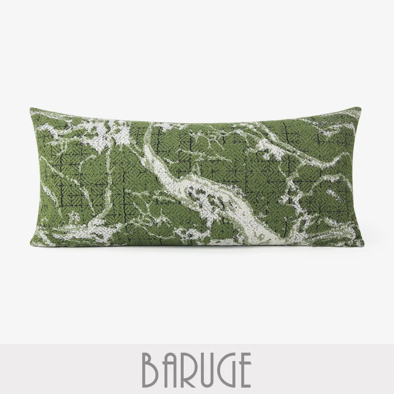

Retro Green Stripe Long Pillow Hotel Villa Home Stay Sofa Headrest Chair Backrest Cushion Customizable Rectangle Geometric Pa...