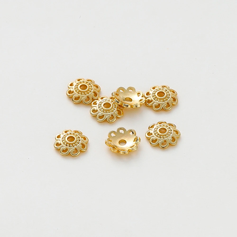 

20Pcs 14K/18K Gold Color Plated Brass 8mm Lotus Flower Cap Beads Caps for DIY Bracelet Necklace Jewelry Making Accessories