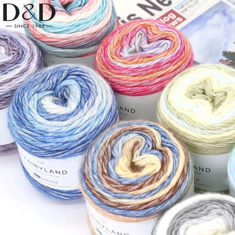 

100g/roll Gradient Cake Line Section Dye Cotton Line Scarf Hat Hand Knitting Thread Crochet Needle Medium Fine Wool