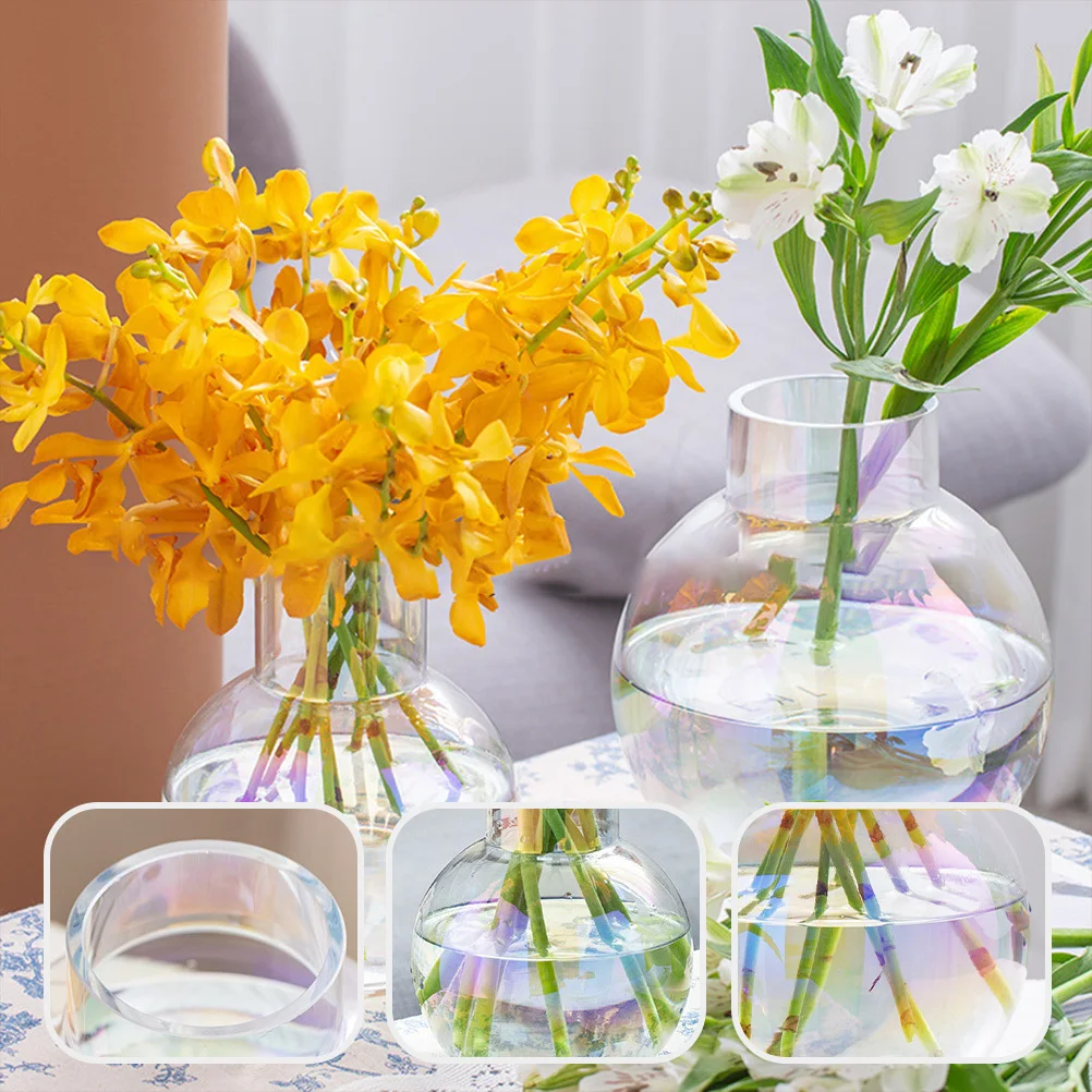 

1Pcs Decorative Glass Plant Vase Hydroponic Flower Container Creative Desktop Ornament for Wedding Party Home Arrangement