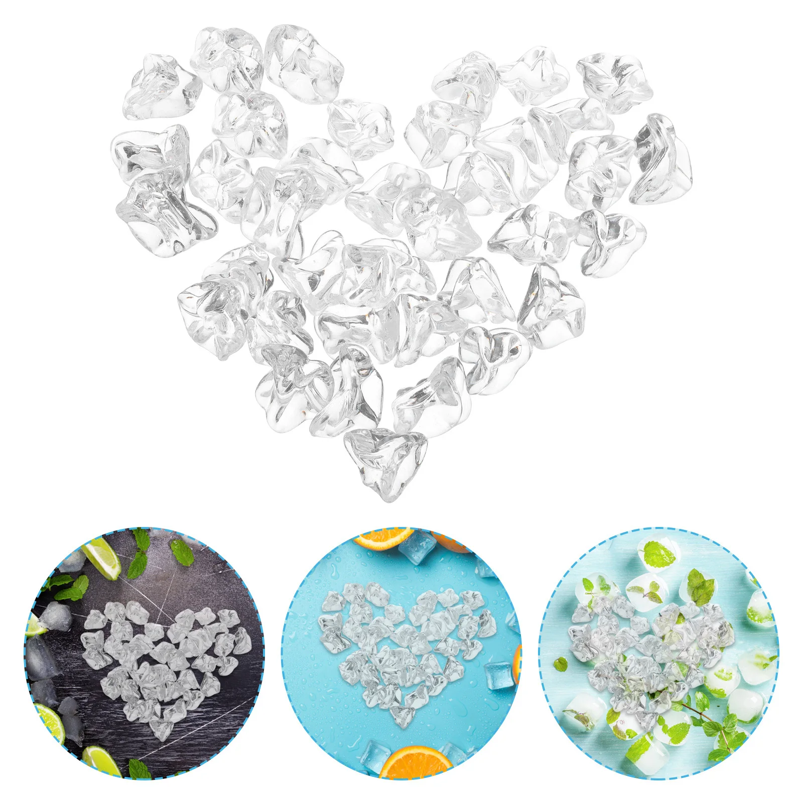 

100pcs Fake Ice Cubes Clear Reusable Plastic Simulation Ice Cube For Photography Props Home Decor Vase Fillers Desktop Display