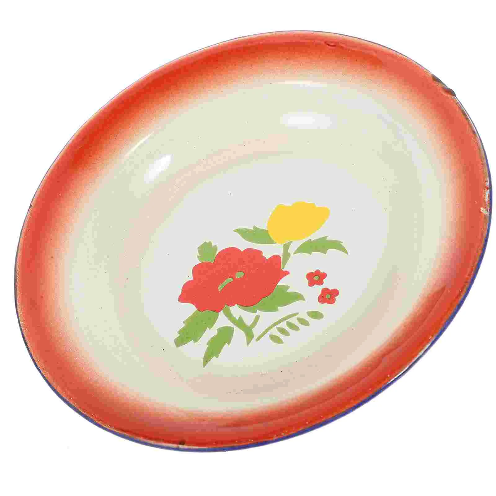 

Enamel Fruit Bowl Food Plate Cake Container Dish Vintage Style Enamelware Serving