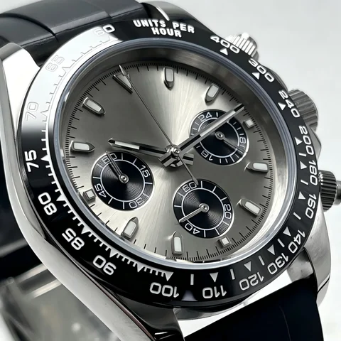 Luxurious men's wristwatch VK63 with quartz movement, featuring business timing function, and 39mm stainless steel luminous dial