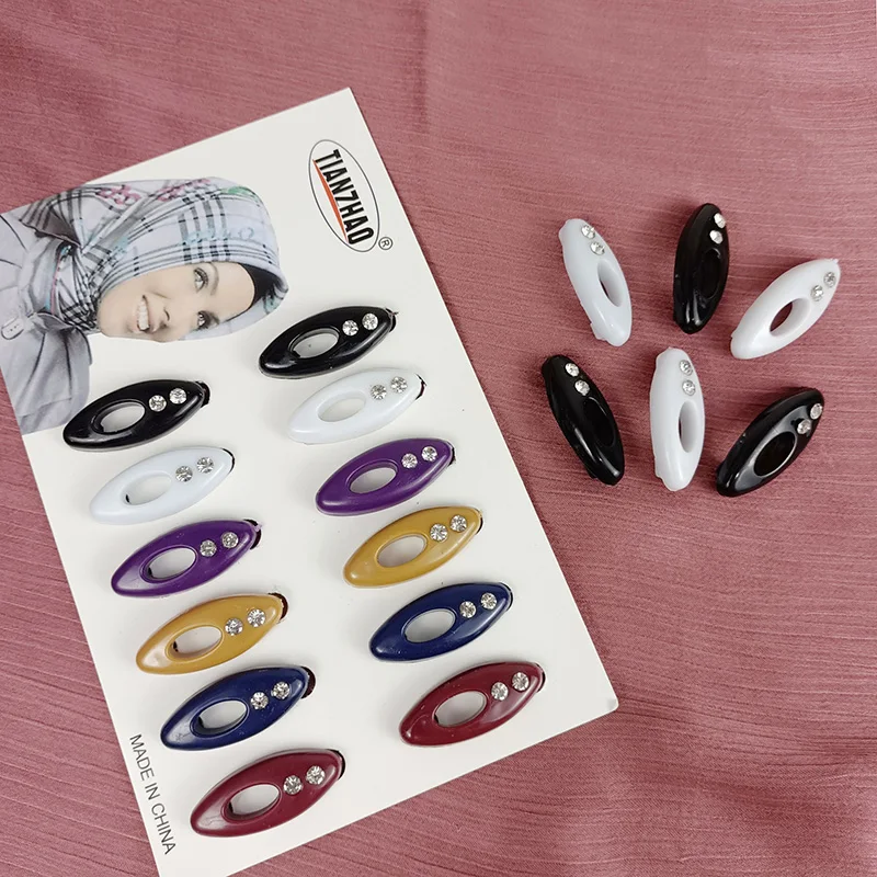 12Pcs/Box Muslim Hijab Pins Color Black and White Safety Pins Clips Ladies Dressing Accessories Brooches For Women Scarf Pins