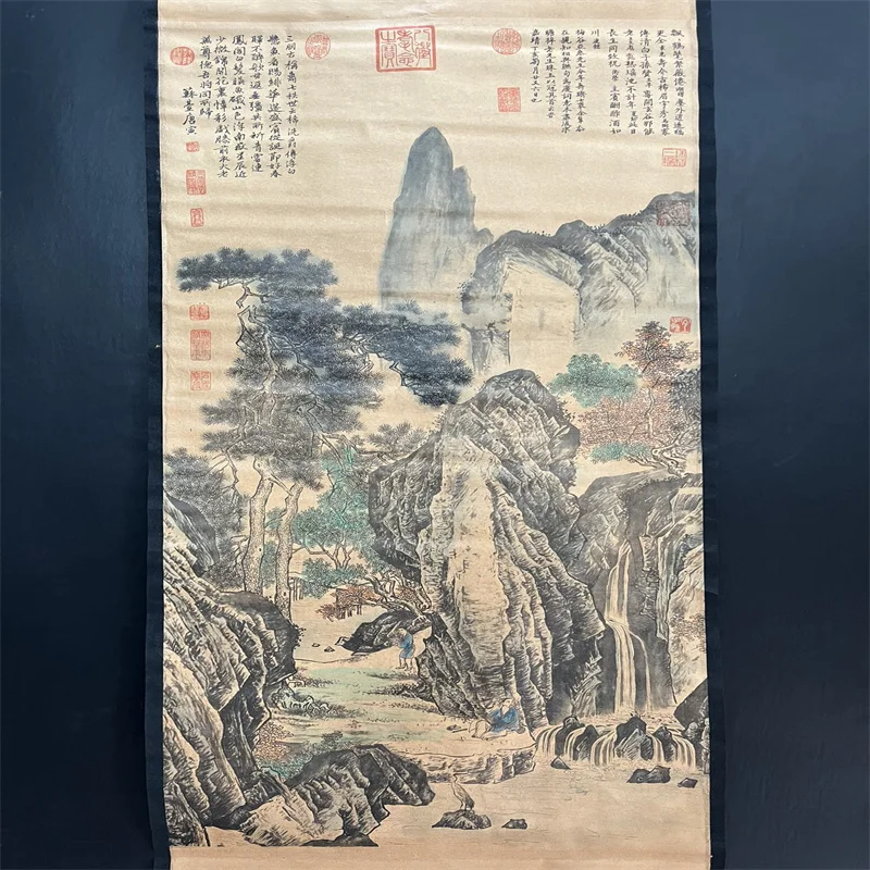 China old Celebrity paintings-Tang Yin's Watercolor Landscape Painting character Scroll Hanging paintings