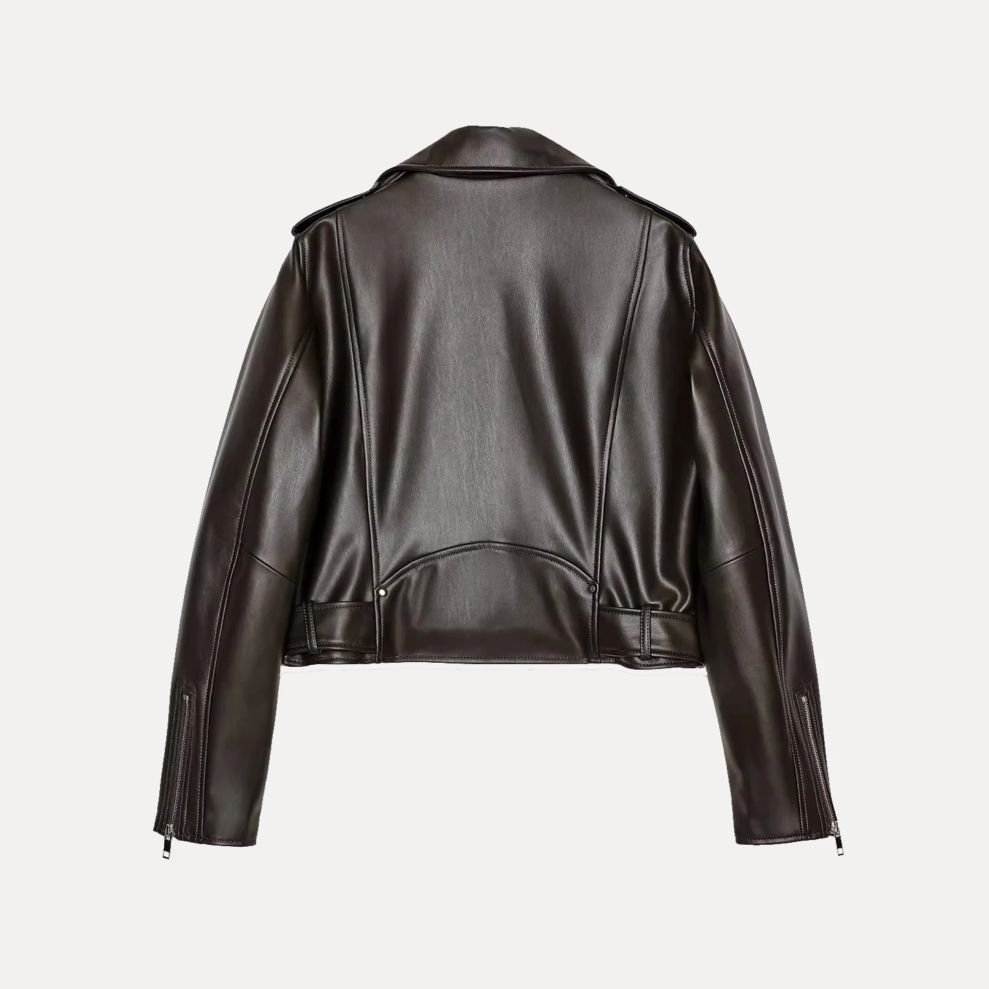 Z المرأة Faion Personali PU السائق Sle الجلود Jaet 2025 جديد الخريف الوقوف صالح طويل Sve سستة معطف #4