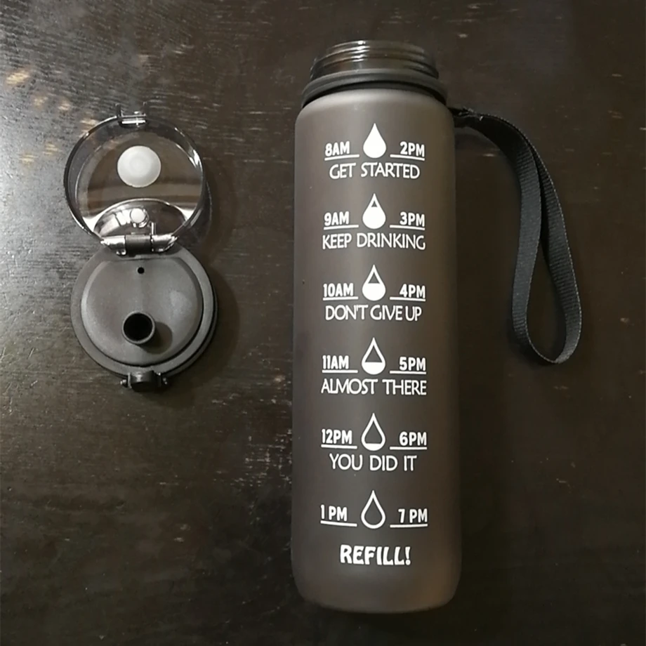 200pcs/Lot 32oz/1000ml Tritan Water Bottle Mug BPA-Free Travel Flask Sports Cup PP Lid Optional Time-mark Printing