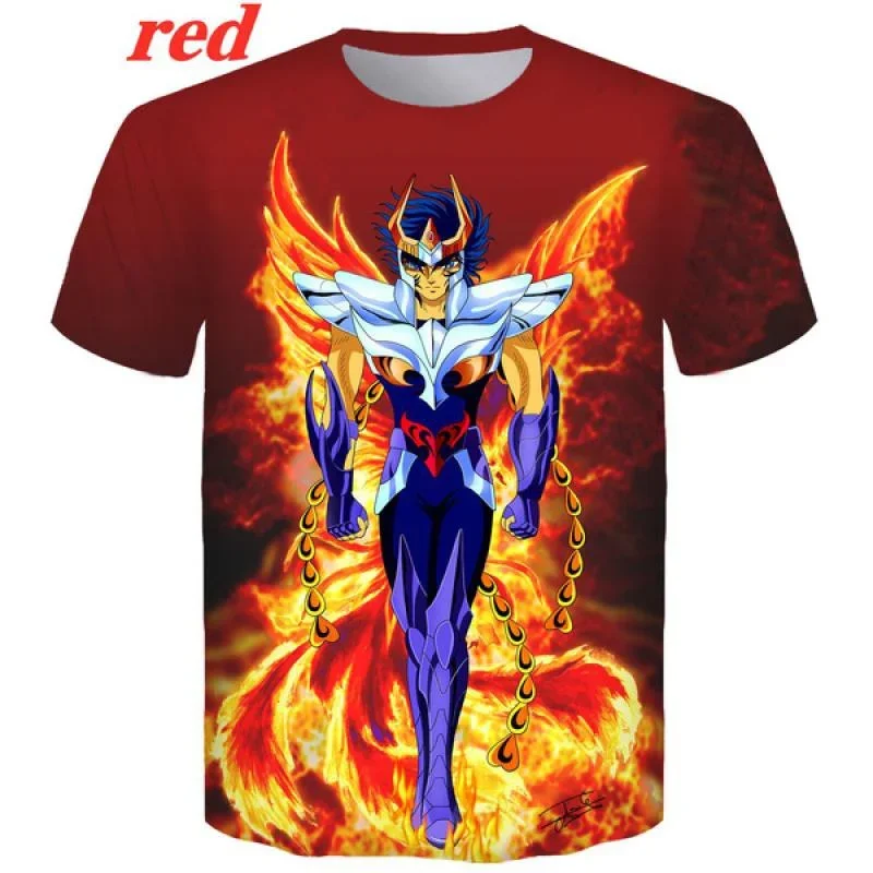 2024 Summer Men\'s and Womens\'s Casual Harajuku Short Sleeve New Fashion Anime Saint Seiya 3D Print T-shirt Tops Christmas