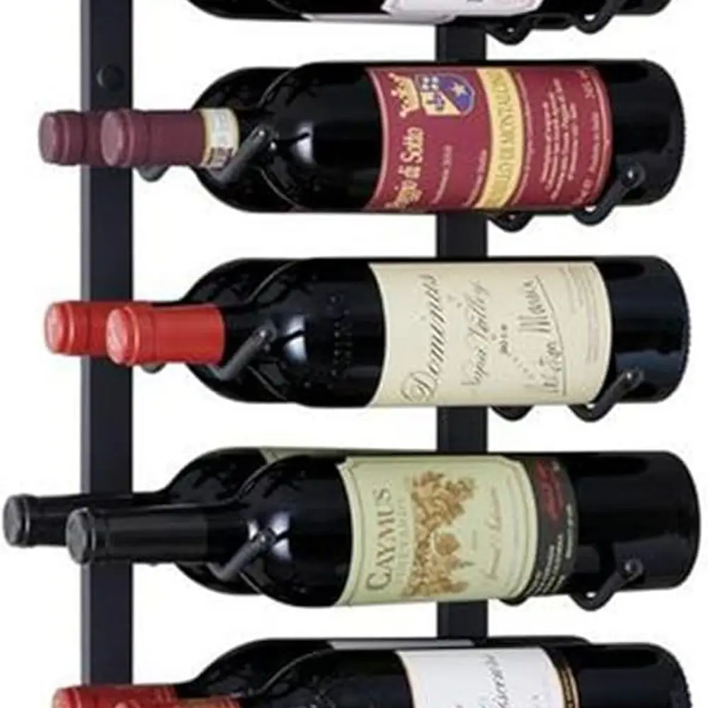 

Настенная металлическая винная полка с маркировкой, вместимость 18 бутылок, простая установка, высота 3 фута, 2-колонный дизайн черного цвета