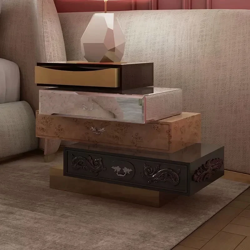 Bedside table, master bedroom creative solid wood paint irregular bedside table