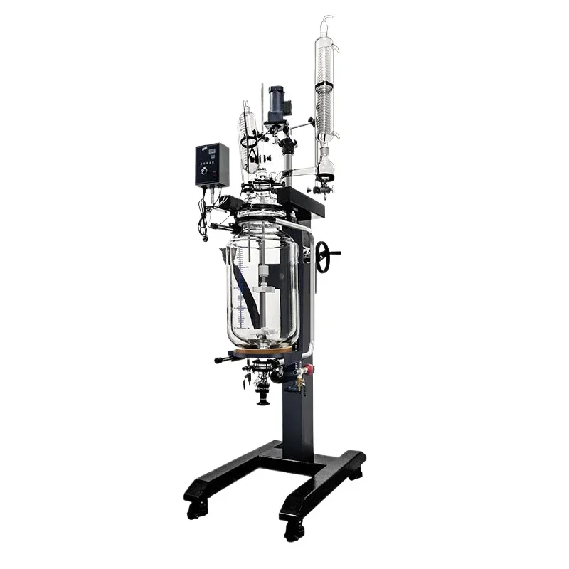 Double-layer glass reactor laboratory electric heating rotatable lifting vacuum jacket kettle 5L-100L