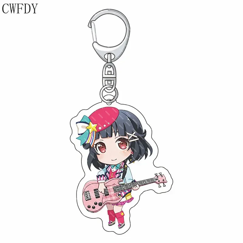 Anime Bang Traum Acryl Schlüssel bund Cartoon Figur Toyama Kasumi Hanazono Tae Ushigome Rimi Anhänger Schlüssel ring Schmuck für Mädchen Geschenk