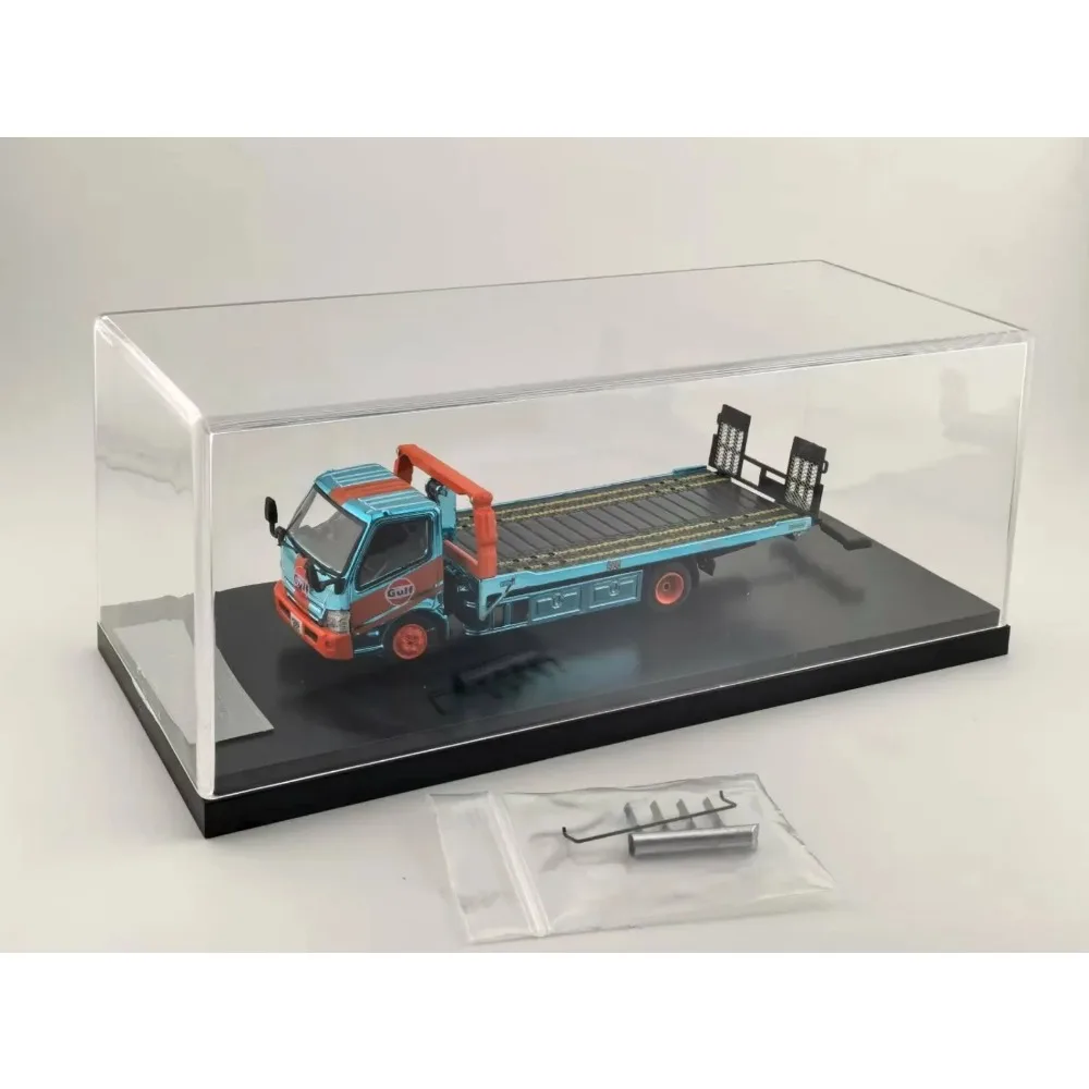 

Unique Model 1:64 Hino 300 Dutro Full Floor Trailer Orange Blue limited300 Diecast Model Car